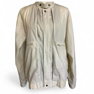 Vintage London Fog Windbreaker Jacket Cream Tan Men Size 42R Minimalist Academia